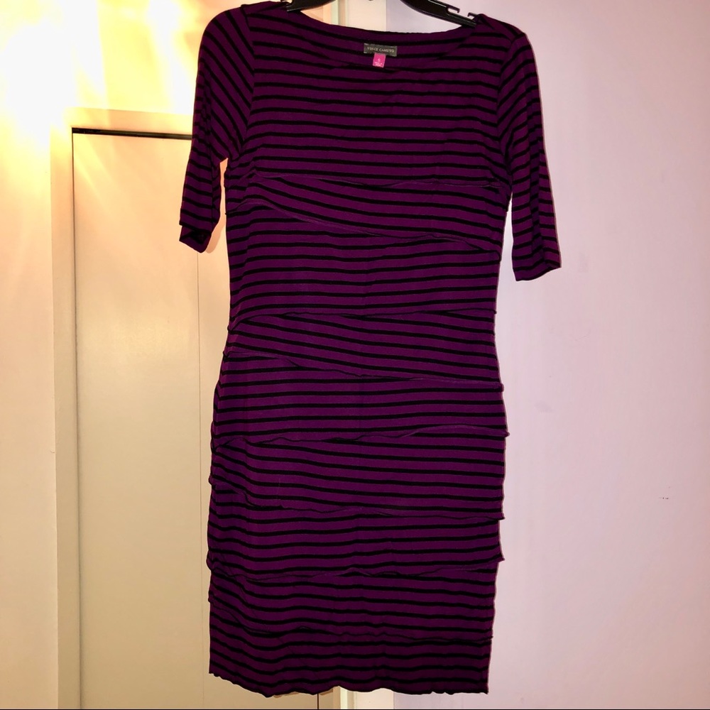 Vince Camuto Purple Stripe Dress with Sleeves